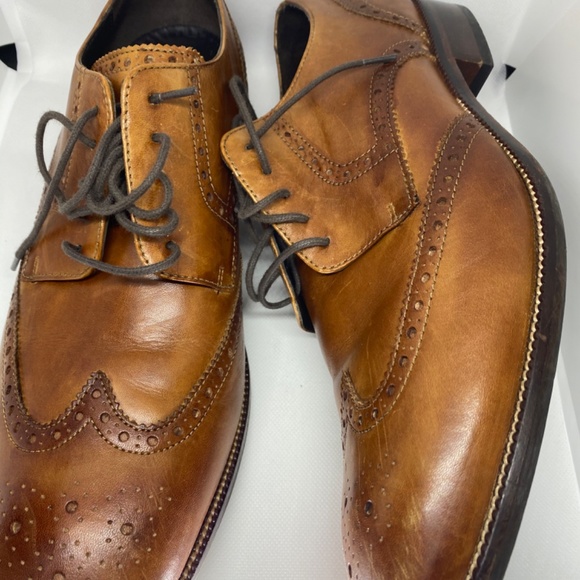 COLE HAAN BENTON LEATHER WING TIP DERBY Brown